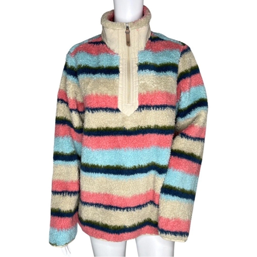 Liv Outdoor Cozy Fleece Rainbow Stripe Quarter Zip
Shirt Jacket Women’s Size L